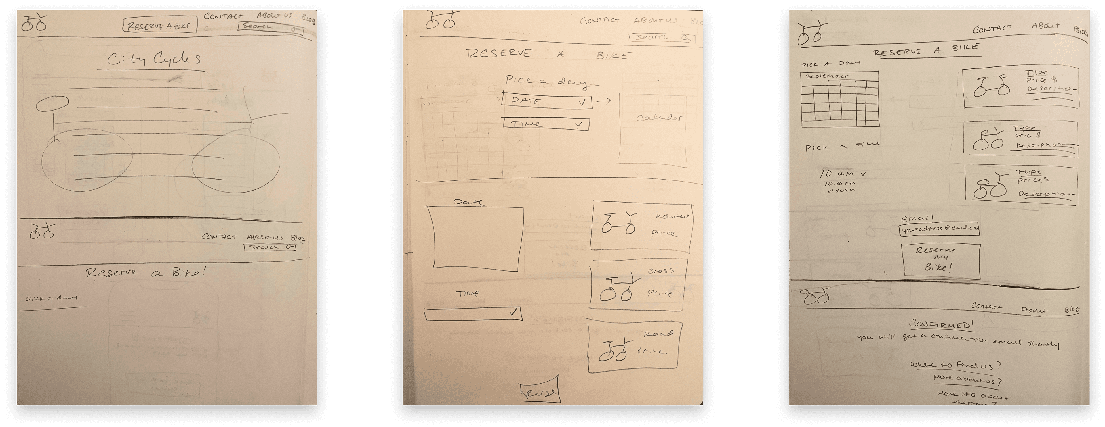 City Cycle Wireframes